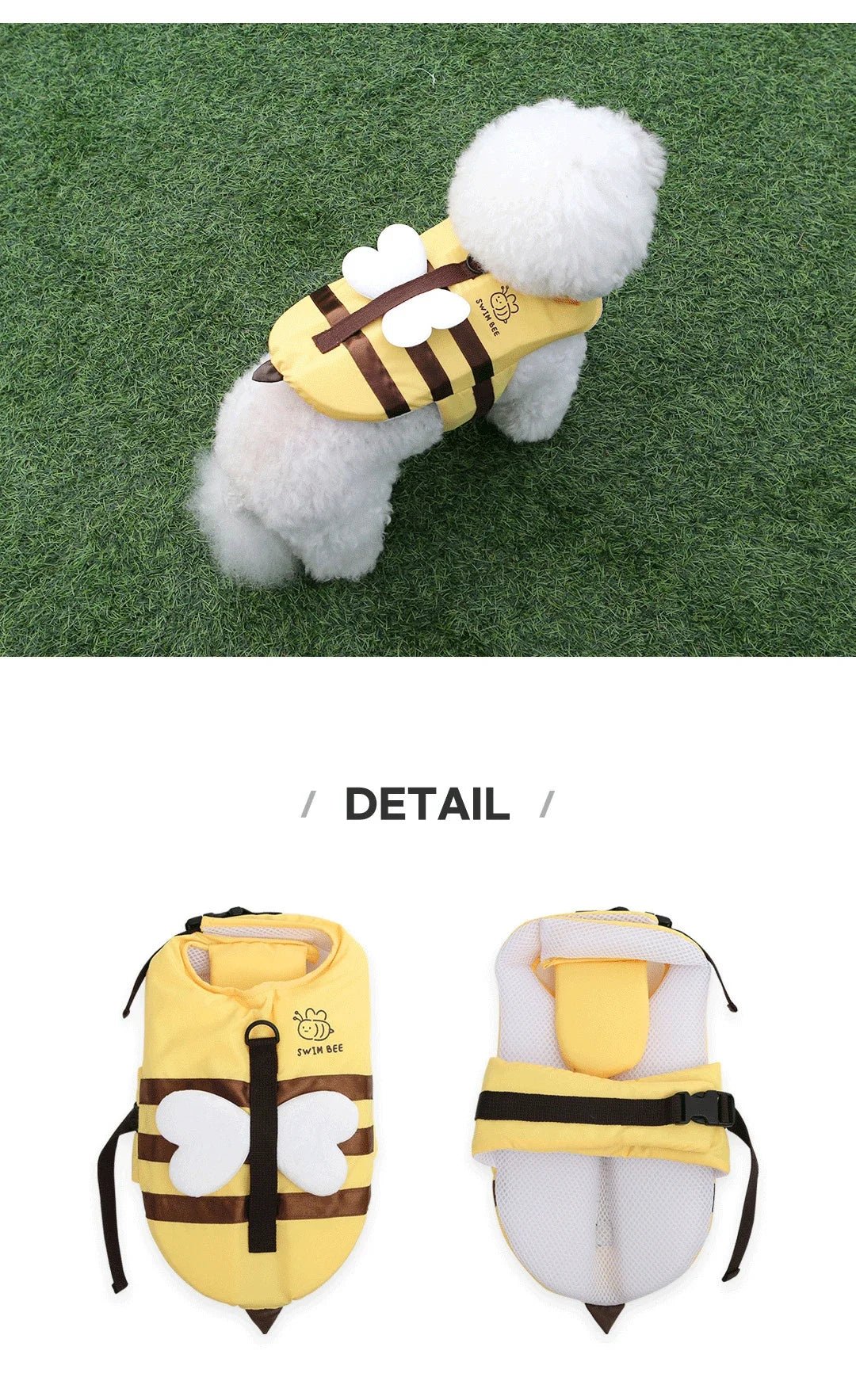Cute Dog Life Jacket 🦺 | Bee Design Pet Swimming Vest