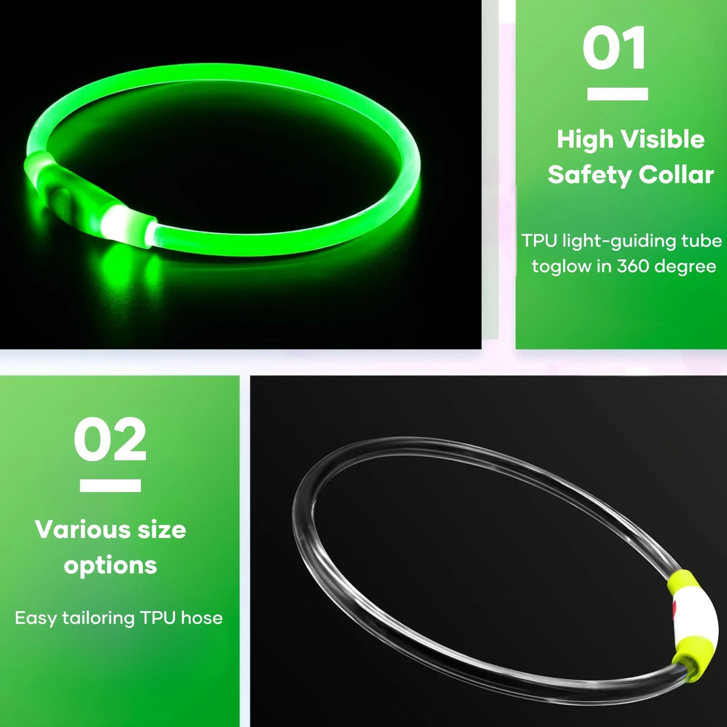 Glow-in-the-Dark LED Dog Collar 💡 | USB Rechargeable & Anti-Lost