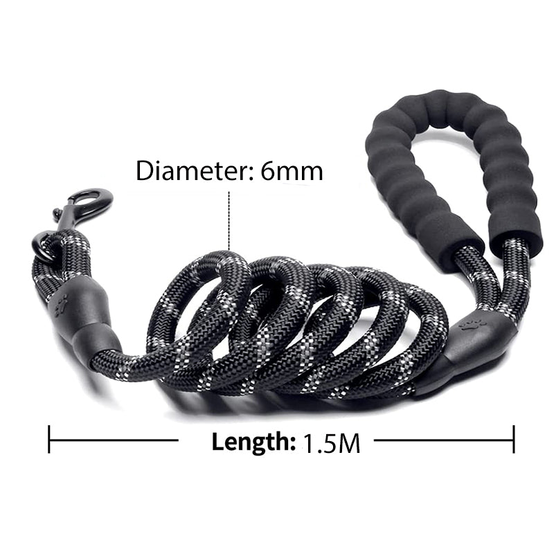 Heavy-Duty Reflective Dog Leash 🐕 | Strong Rope for All Dog Sizes