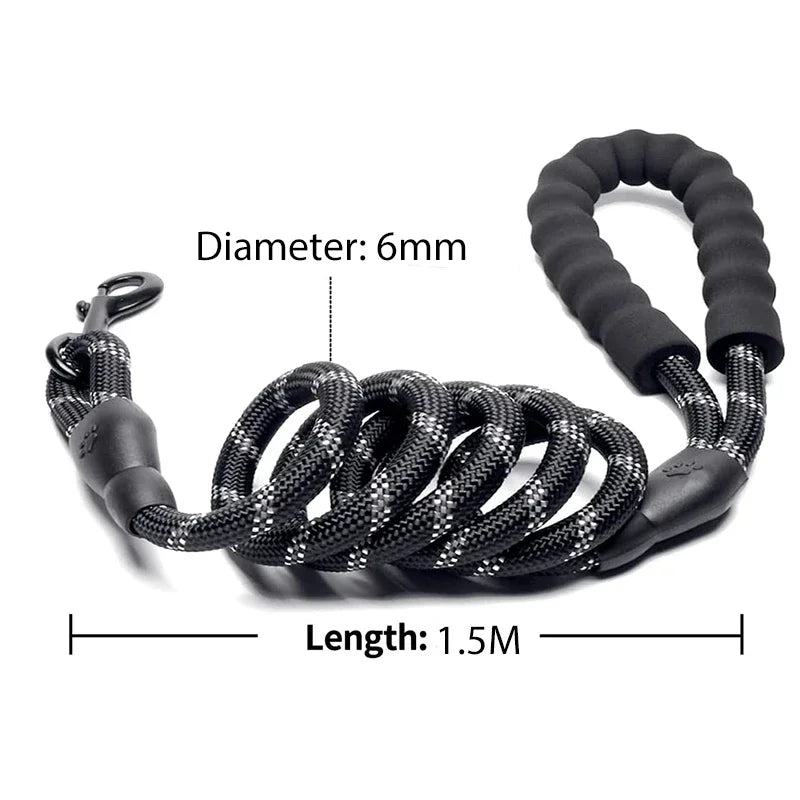 Heavy-Duty Reflective Dog Leash 🐕 | Strong Rope for All Dog Sizes