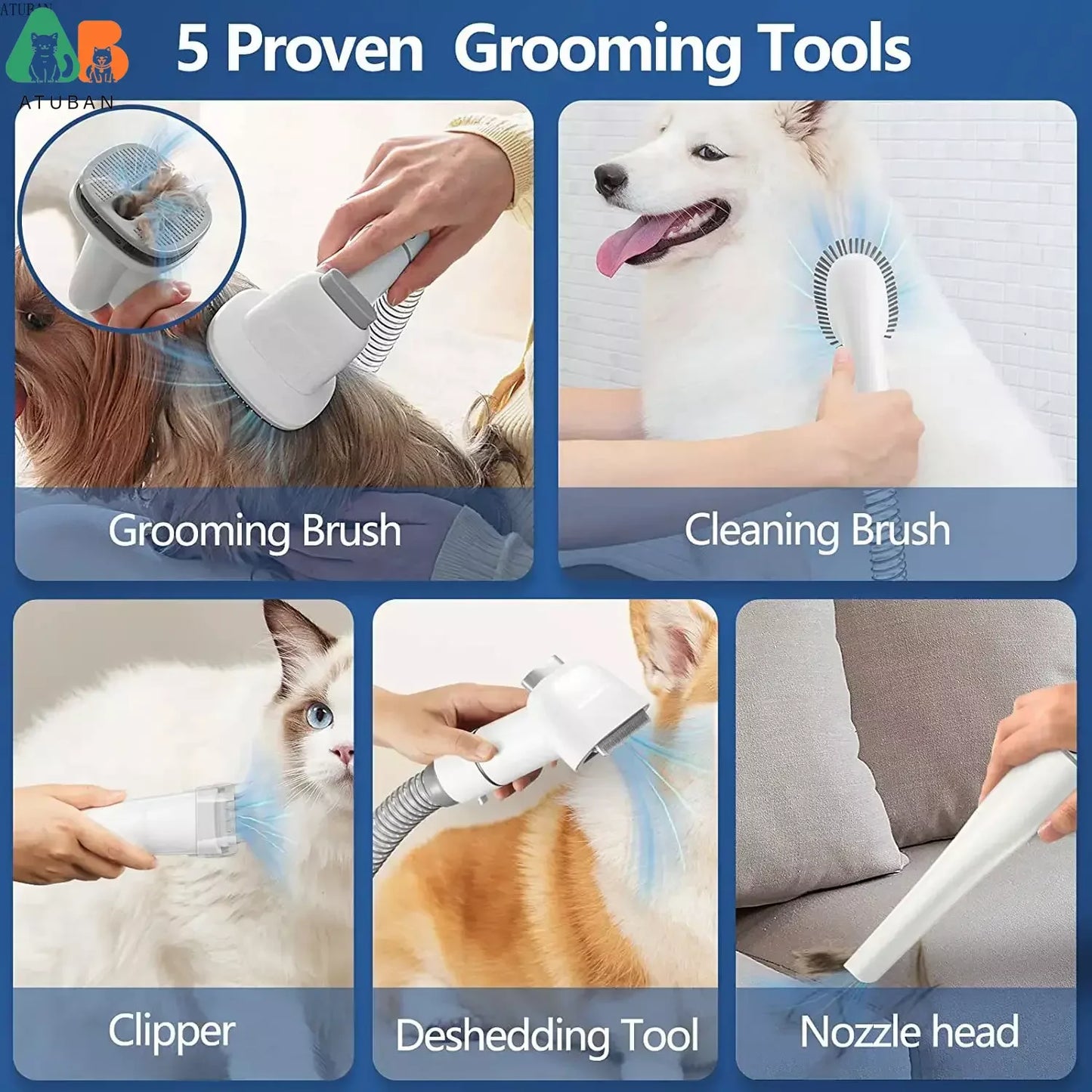 All-in-One Dog Grooming Vacuum Kit 🧹 | 2.3L Pro Pet Groomer