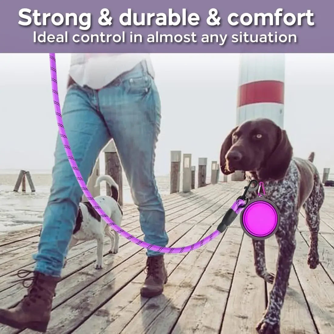 Heavy-Duty Reflective Dog Leash 🐕 | Strong Rope for All Dog Sizes