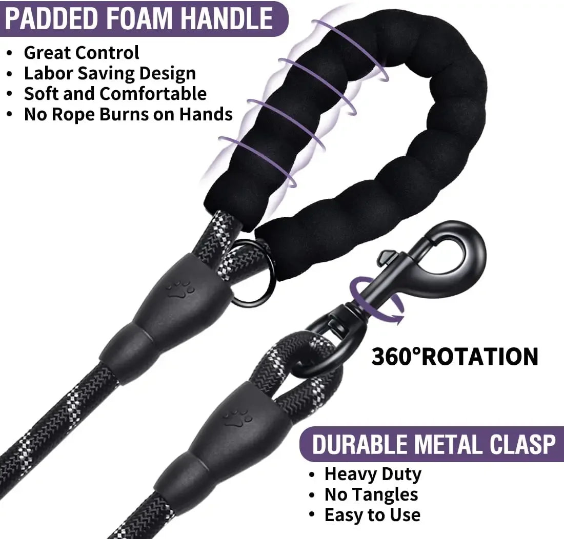 Heavy-Duty Reflective Dog Leash 🐕 | Strong Rope for All Dog Sizes