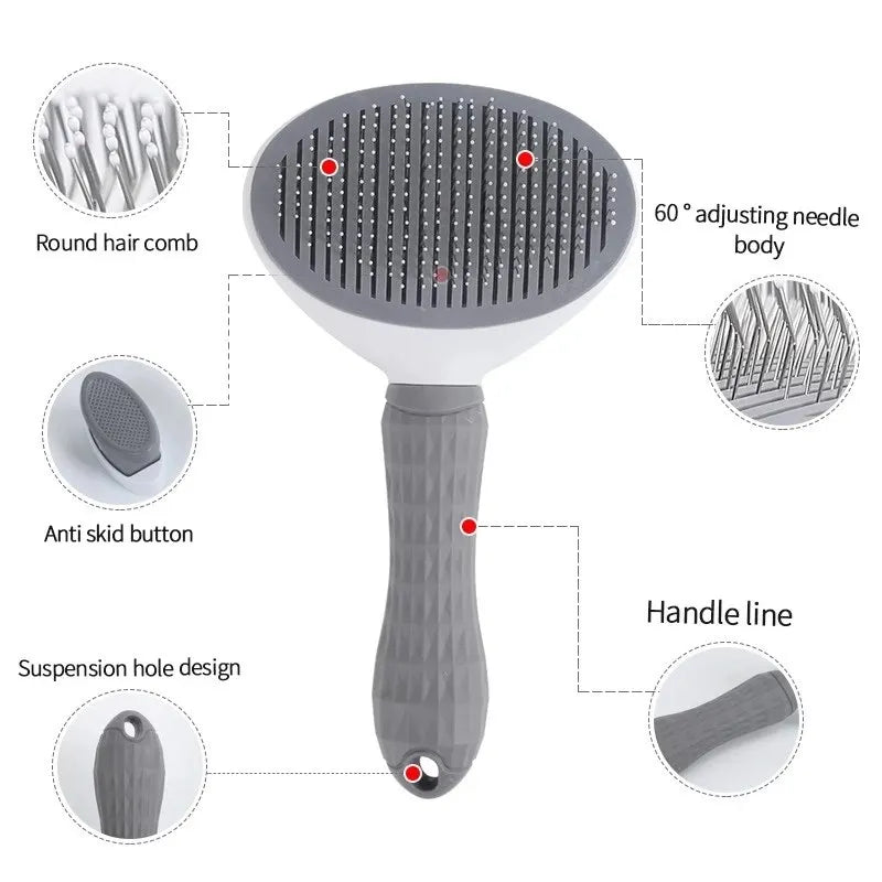 Self-Cleaning Slicker Brush 🪮 | Easy Deshedding Pet Grooming
