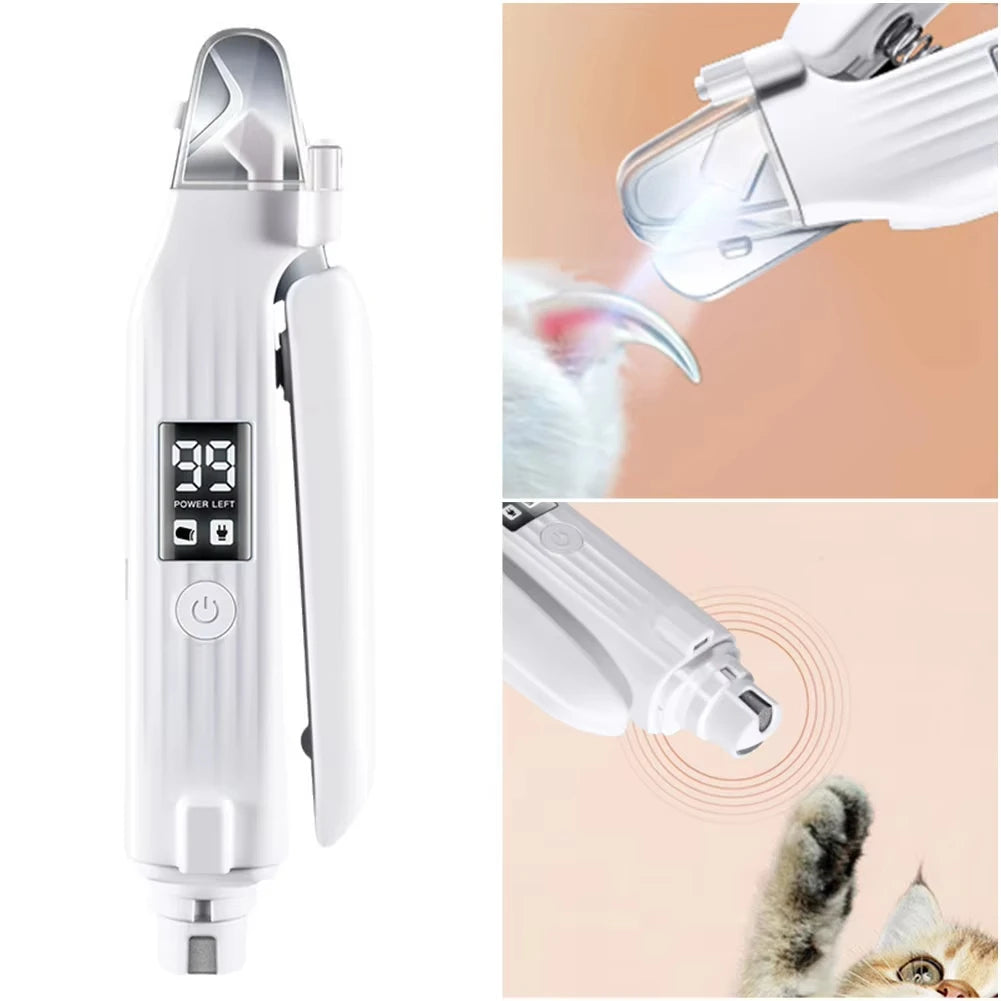2-in-1 Electric Pet Nail Grinder ✂️ | LED Light & Quiet Motor