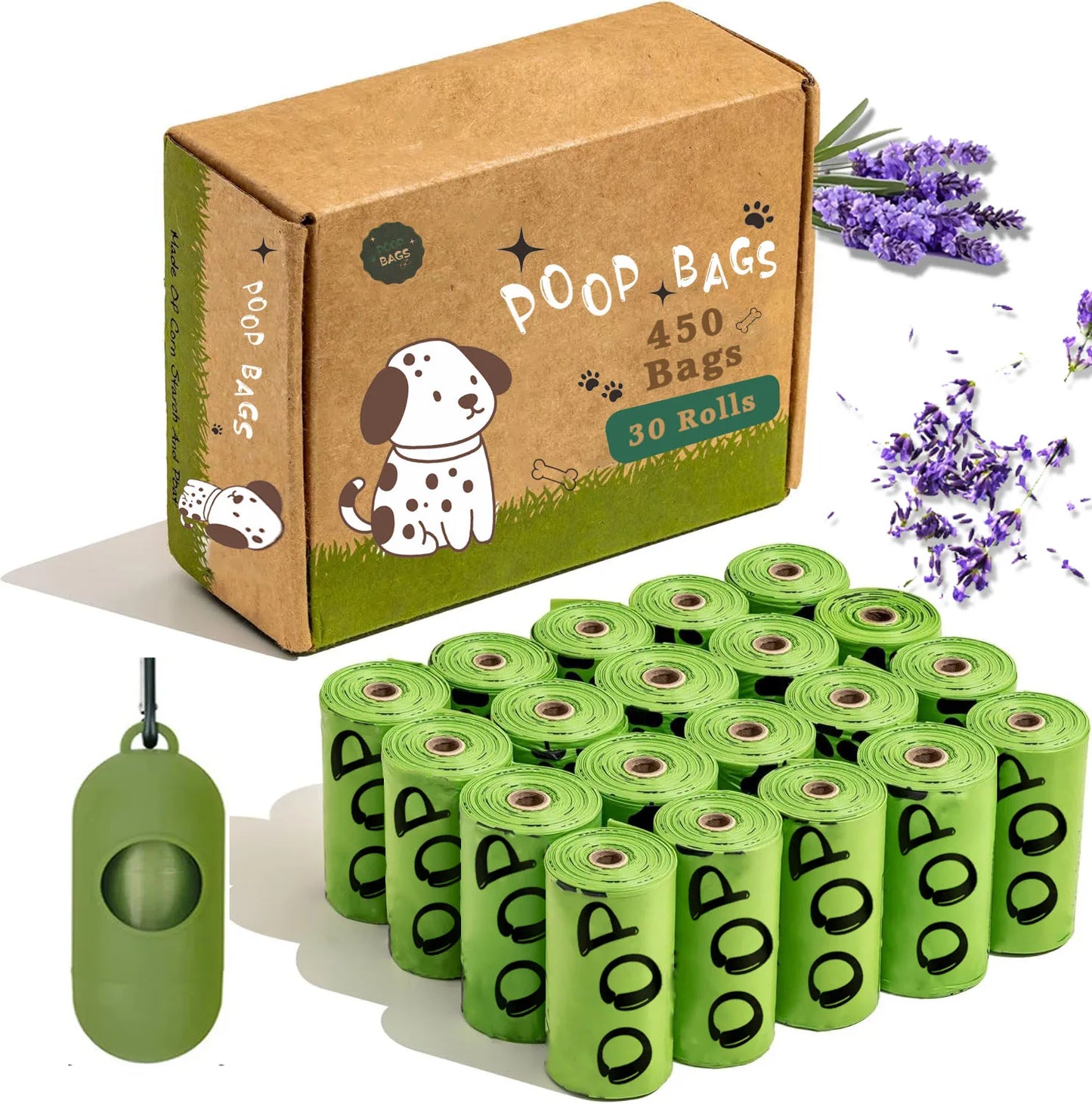 Lavender-Scented Dog Poop Bags 💩 | Biodegradable with Dispenser