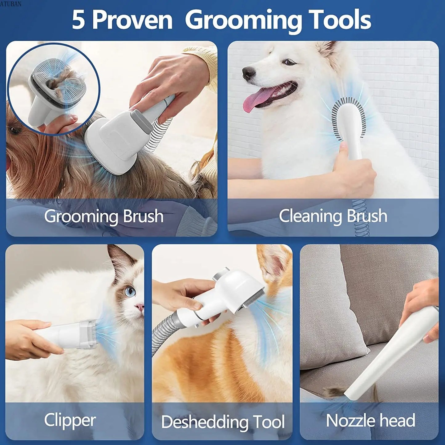 All-in-One Dog Grooming Vacuum Kit 🧹 | 2.3L Pro Pet Groomer