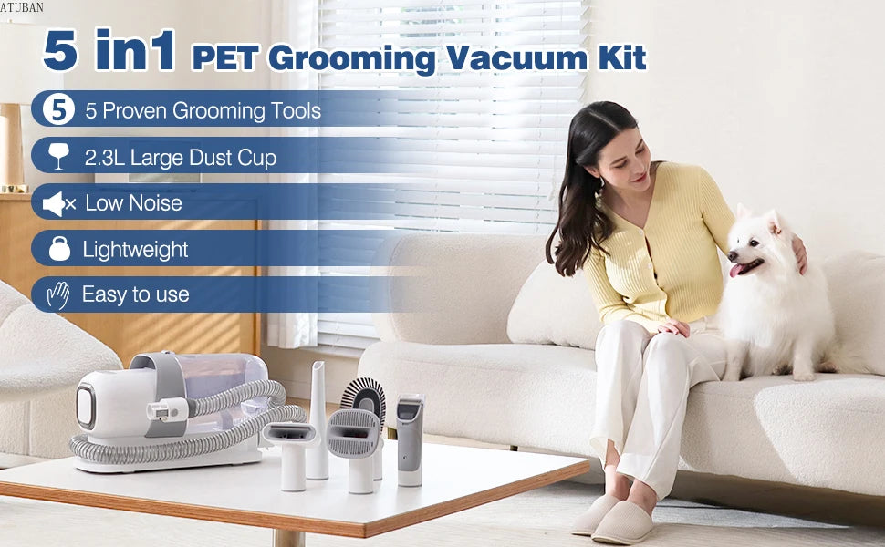 All-in-One Dog Grooming Vacuum Kit 🧹 | 2.3L Pro Pet Groomer