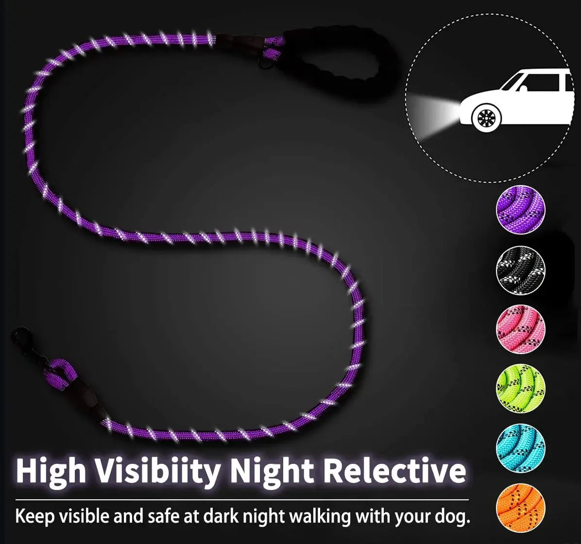 Heavy-Duty Reflective Dog Leash 🐕 | Strong Rope for All Dog Sizes