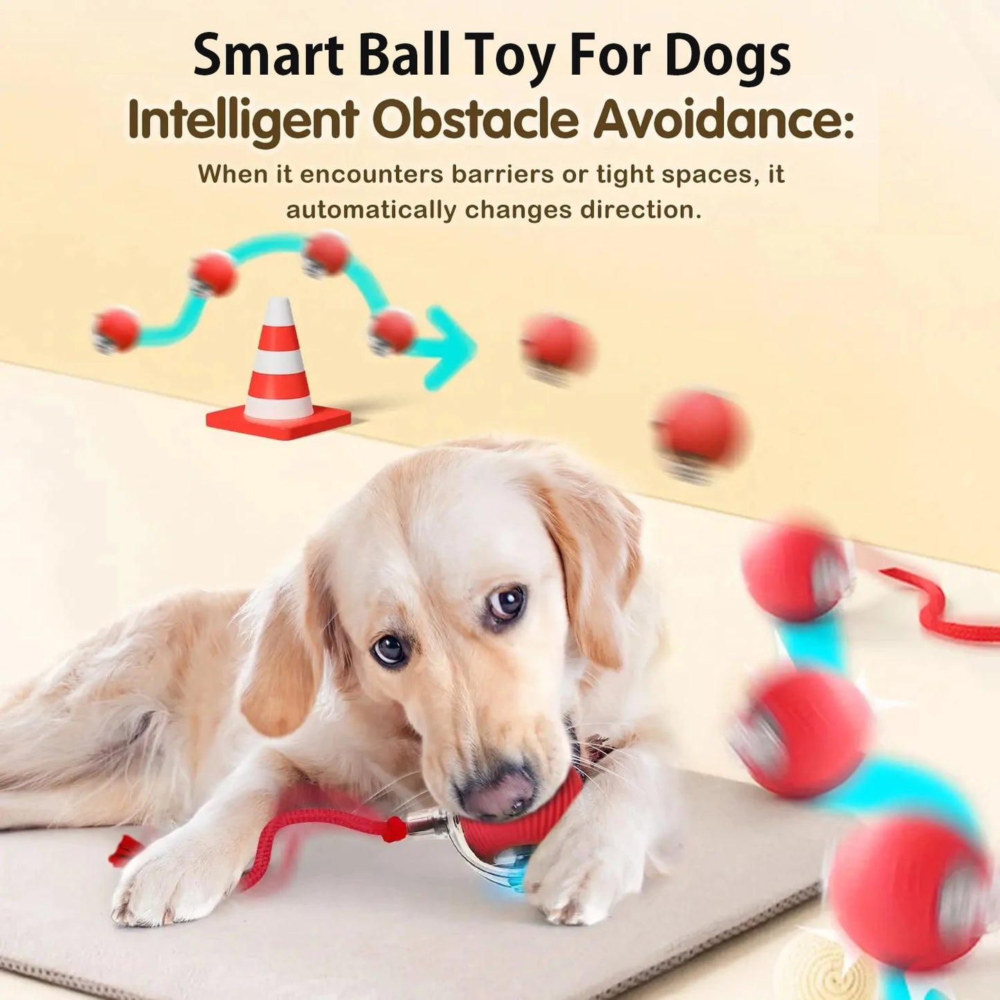 Smart Interactive Dog Ball 🎾 | Auto-Rolling & Rechargeable Toy
