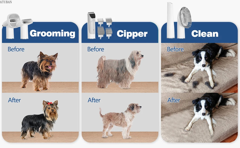 All-in-One Dog Grooming Vacuum Kit 🧹 | 2.3L Pro Pet Groomer
