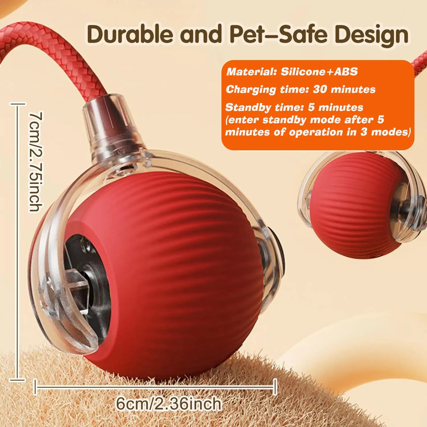 Smart Interactive Dog Ball 🎾 | Auto-Rolling & Rechargeable Toy