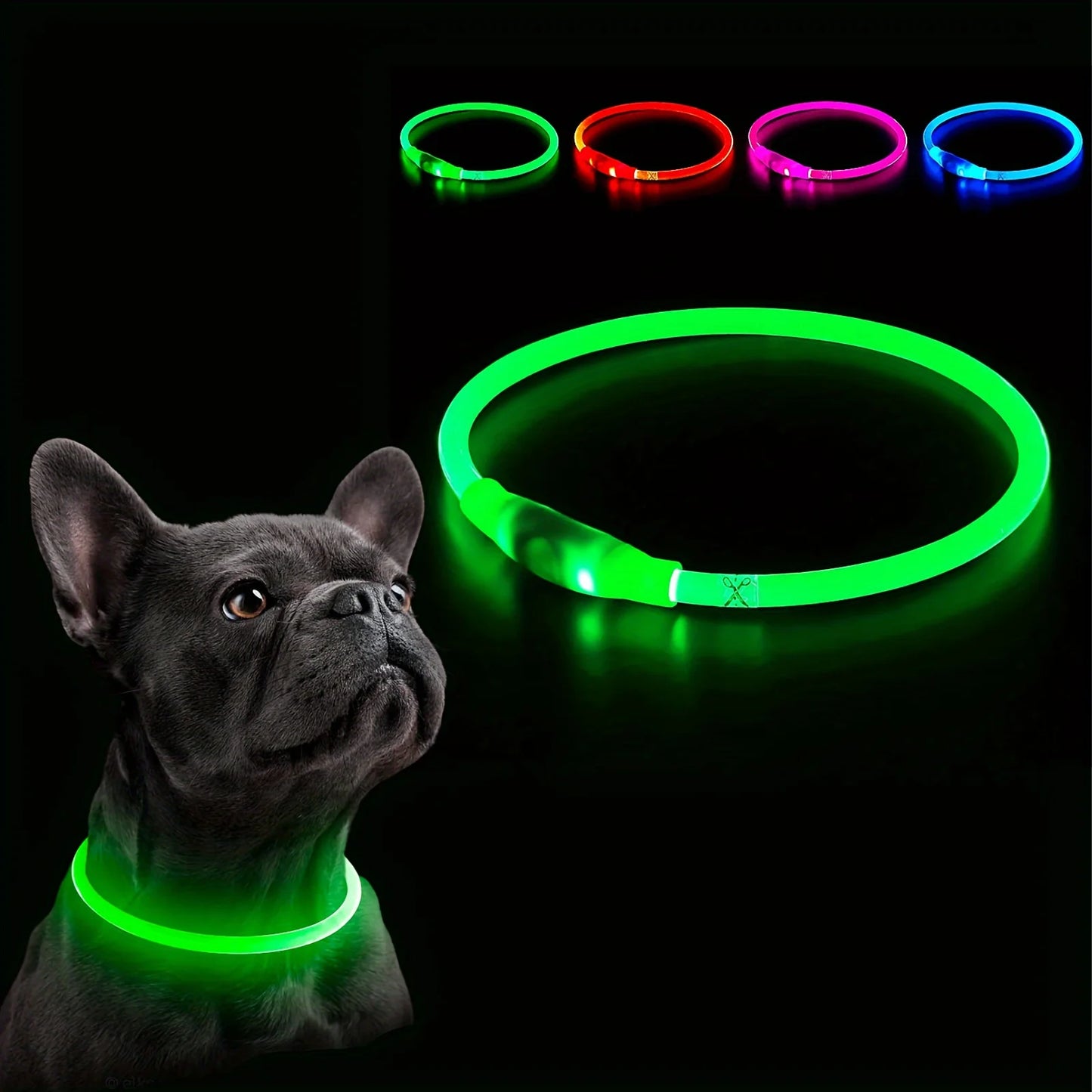 Glow-in-the-Dark LED Dog Collar 💡 | USB Rechargeable & Anti-Lost
